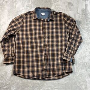 Carbon2Cobalt Mens XLT Plaid Flannel Shirt Cotton Chambray Collar